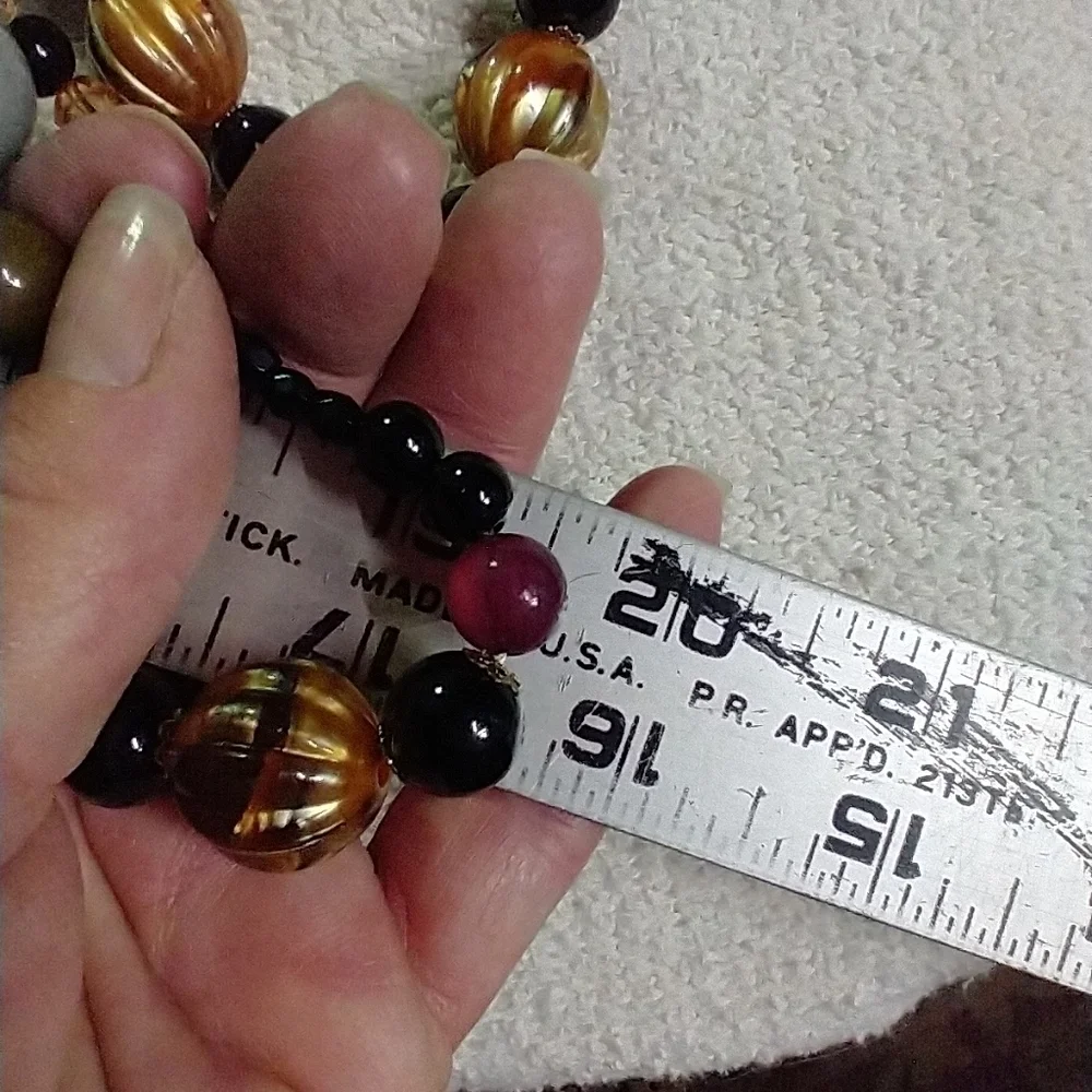 Multi color long beaded necklace